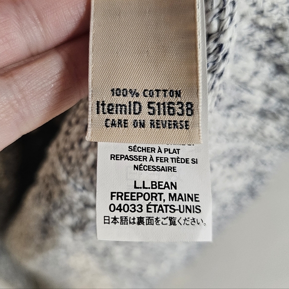 L.L. Bean 100% Cotton Chunky Cable Knit Crew Neck Sweater Blue White 1X - Picture 4 of 8